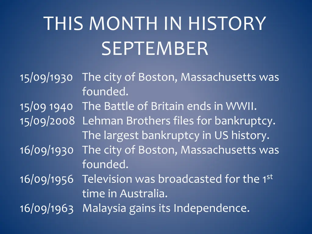 this month in history september 19