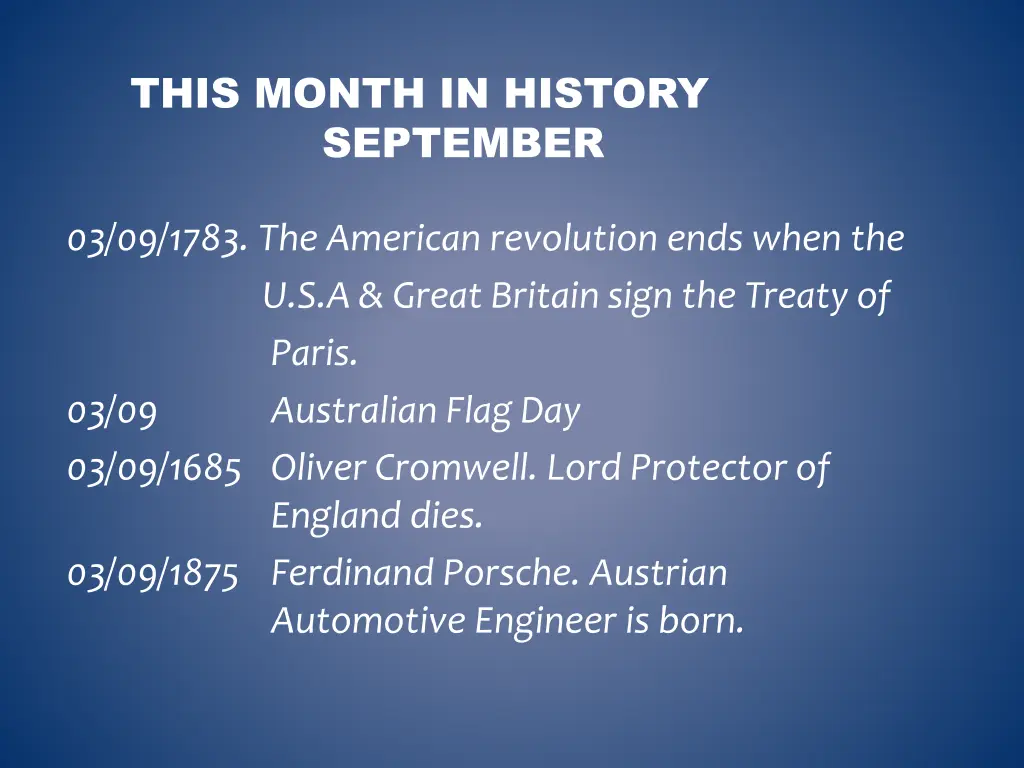 this month in history september 2