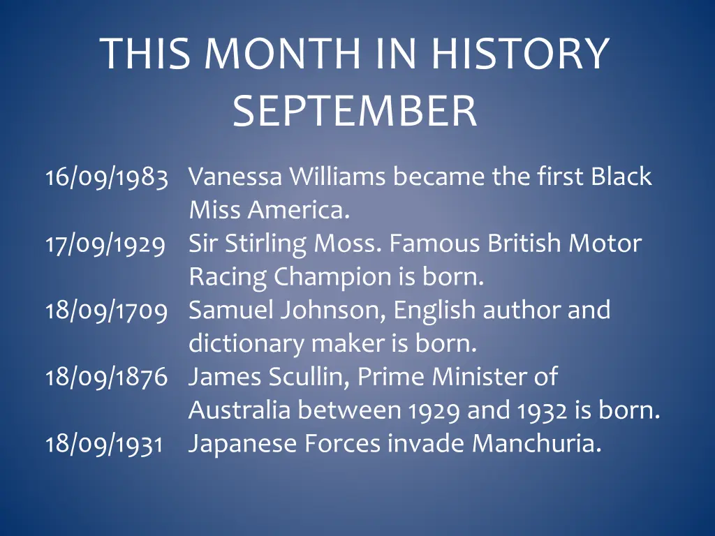 this month in history september 20