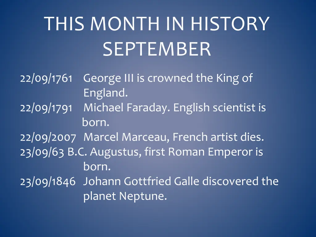 this month in history september 23