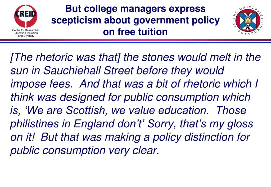 but college managers express scepticism about