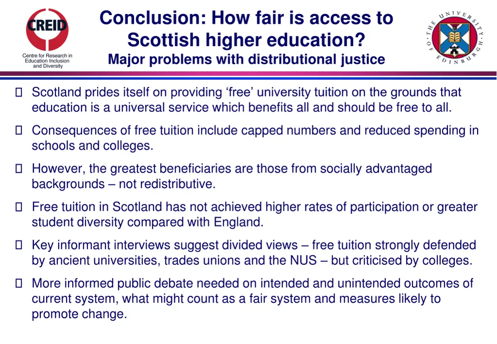 conclusion how fair is access to scottish higher