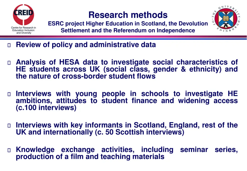 research methods esrc project higher education