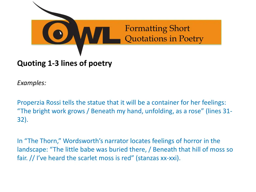 formatting short quotations in poetry