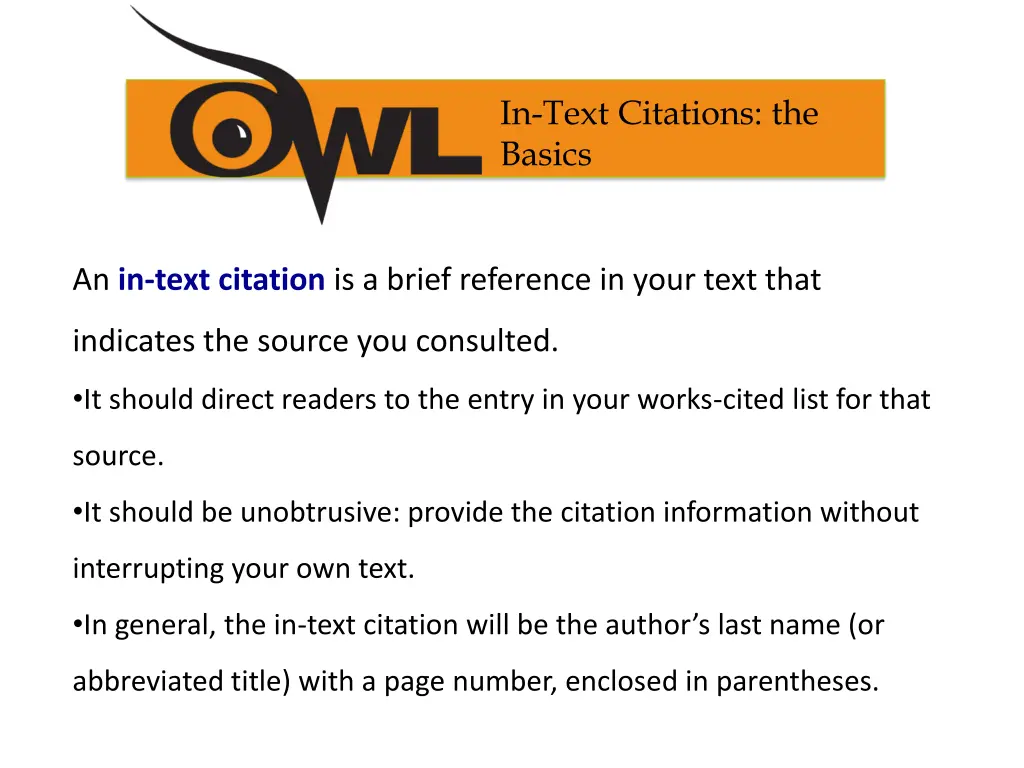 in text citations the basics