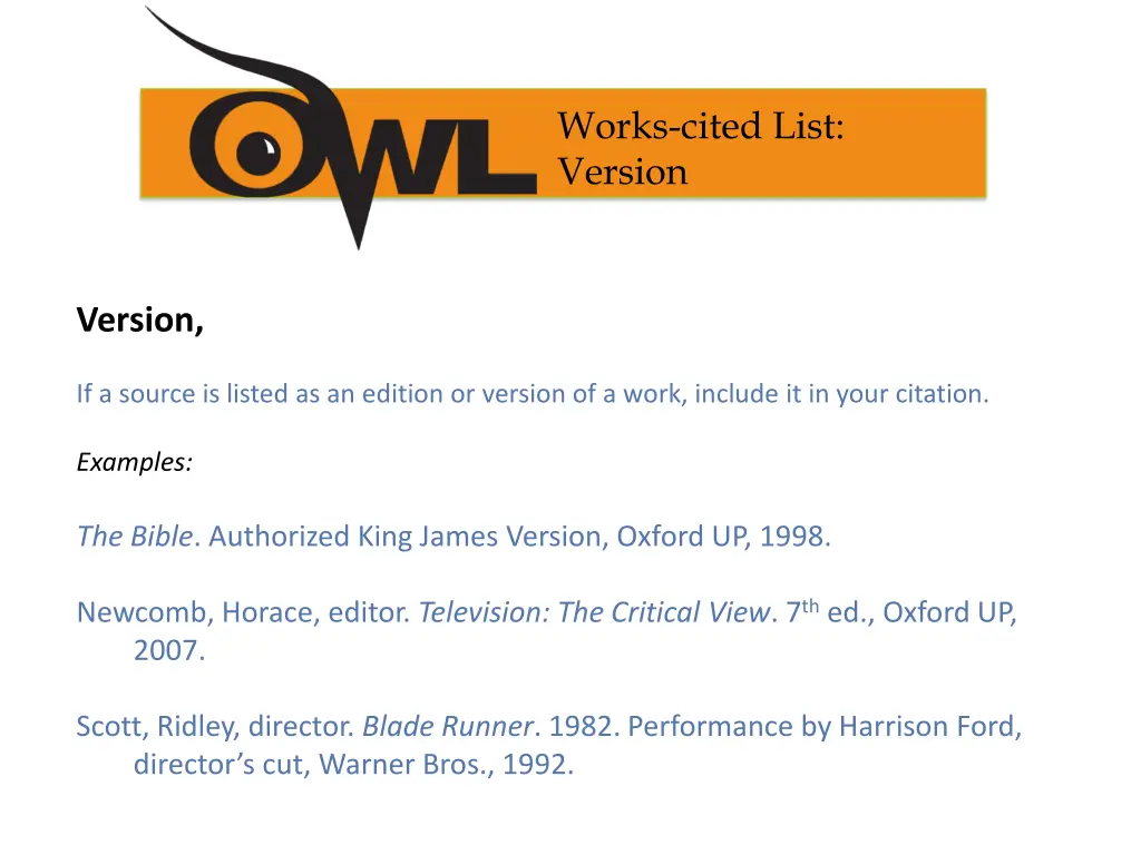 works cited list version