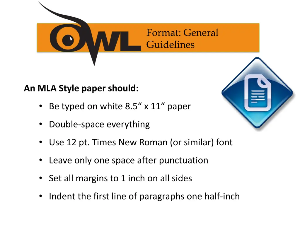 format general guidelines