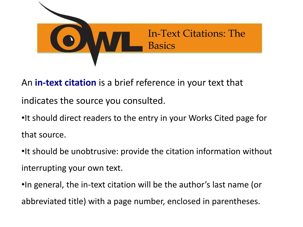 in text citations the basics