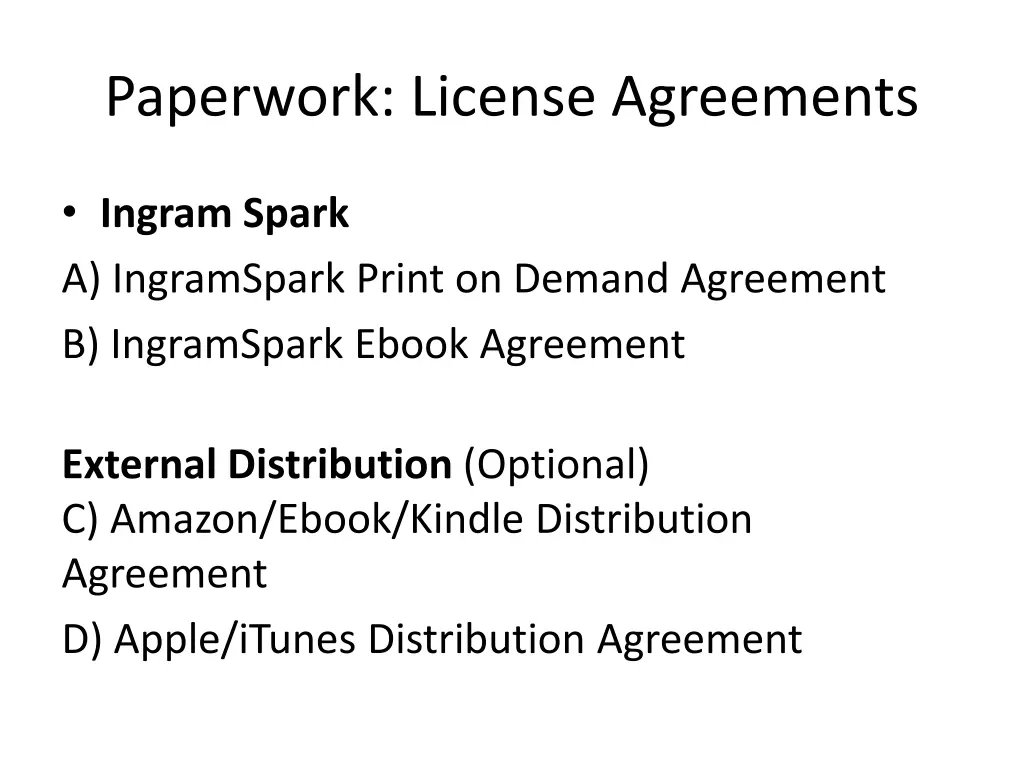 paperwork license agreements