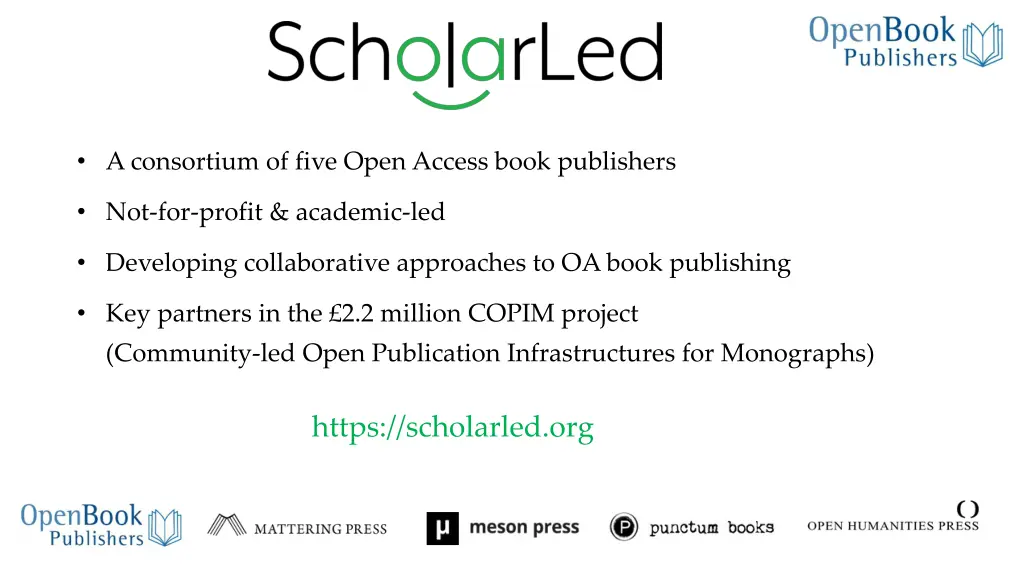 a consortium of five open access book publishers