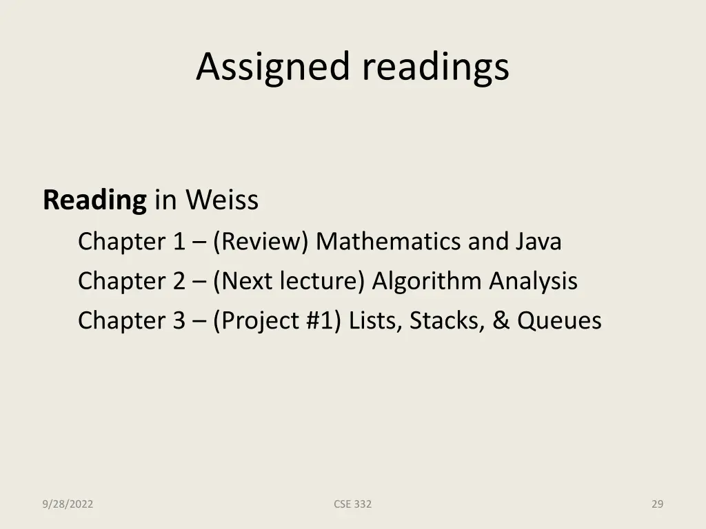 assigned readings