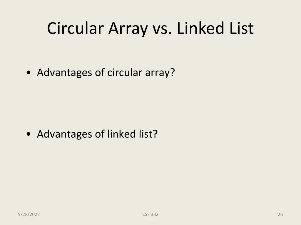 circular array vs linked list