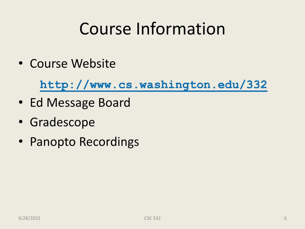 course information 1