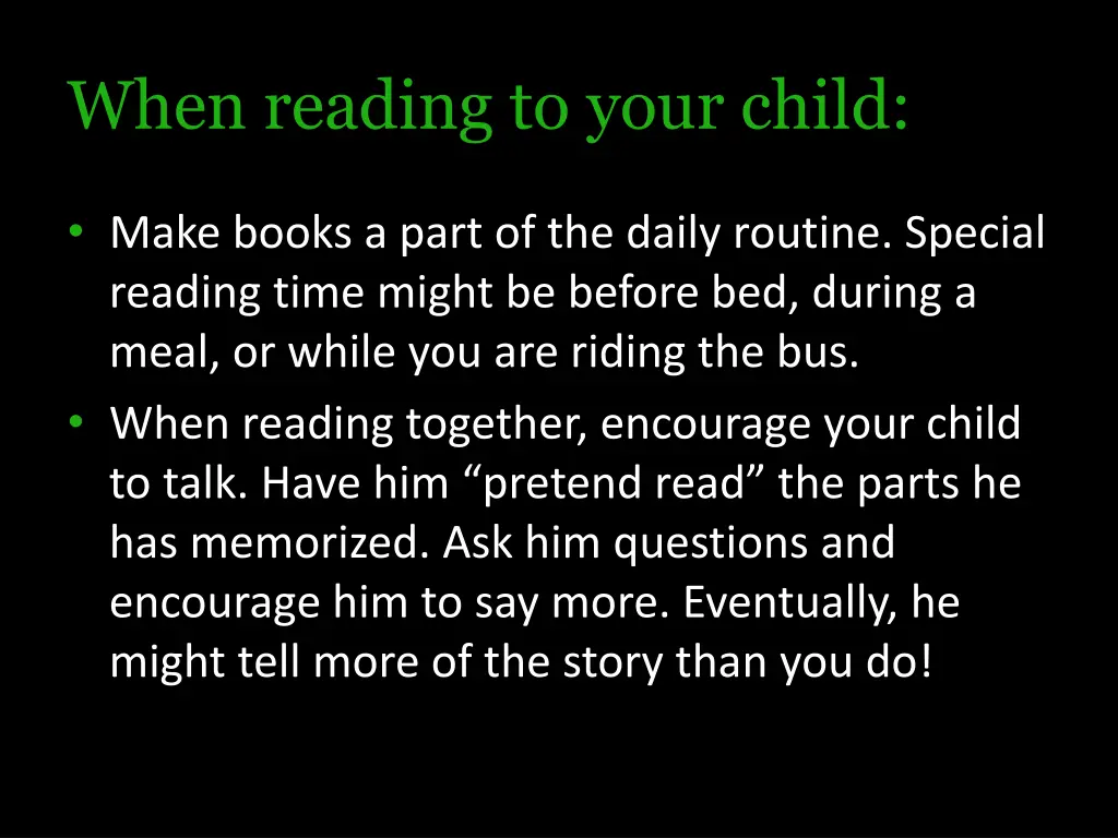 when reading to your child