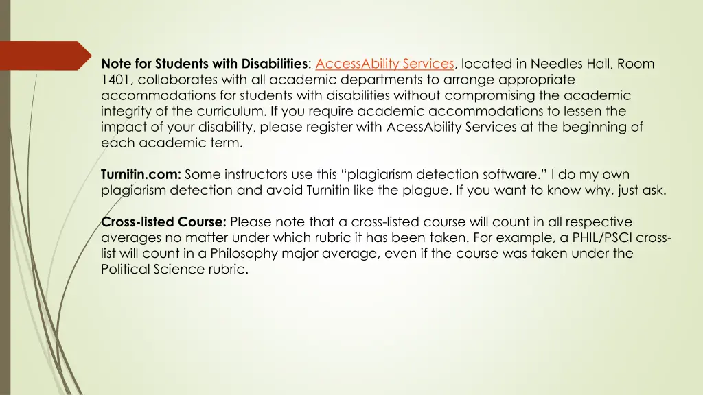 note for students with disabilities accessability