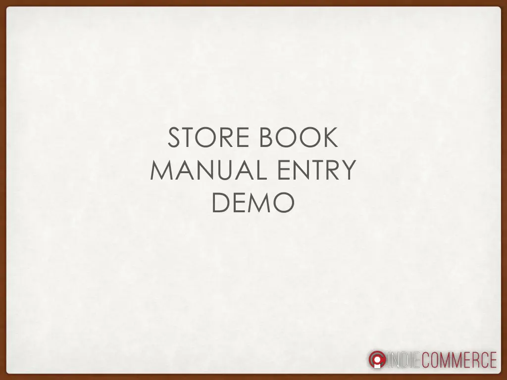 store book manual entry demo