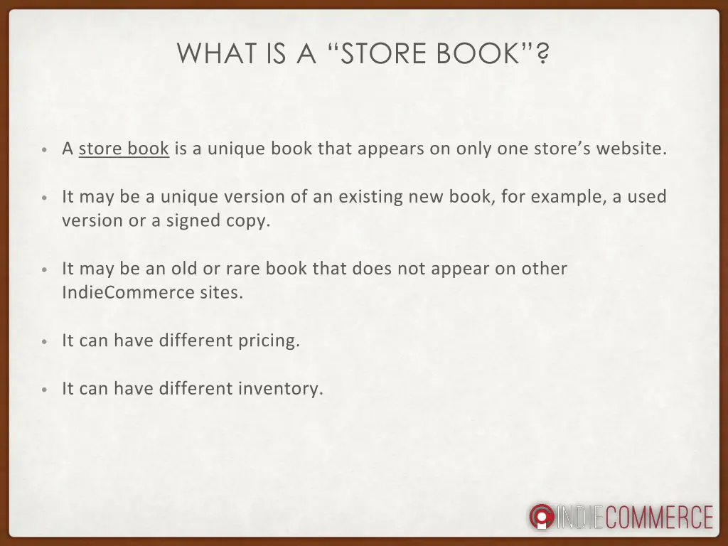 what is a store book