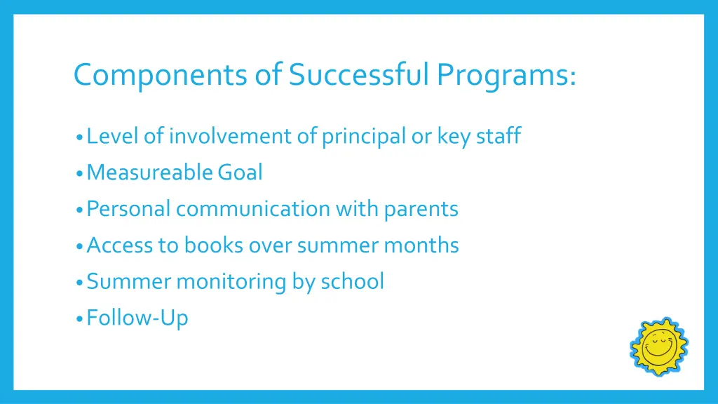 components of successful programs