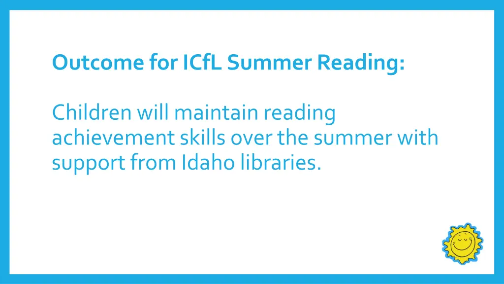 outcome for icfl summer reading