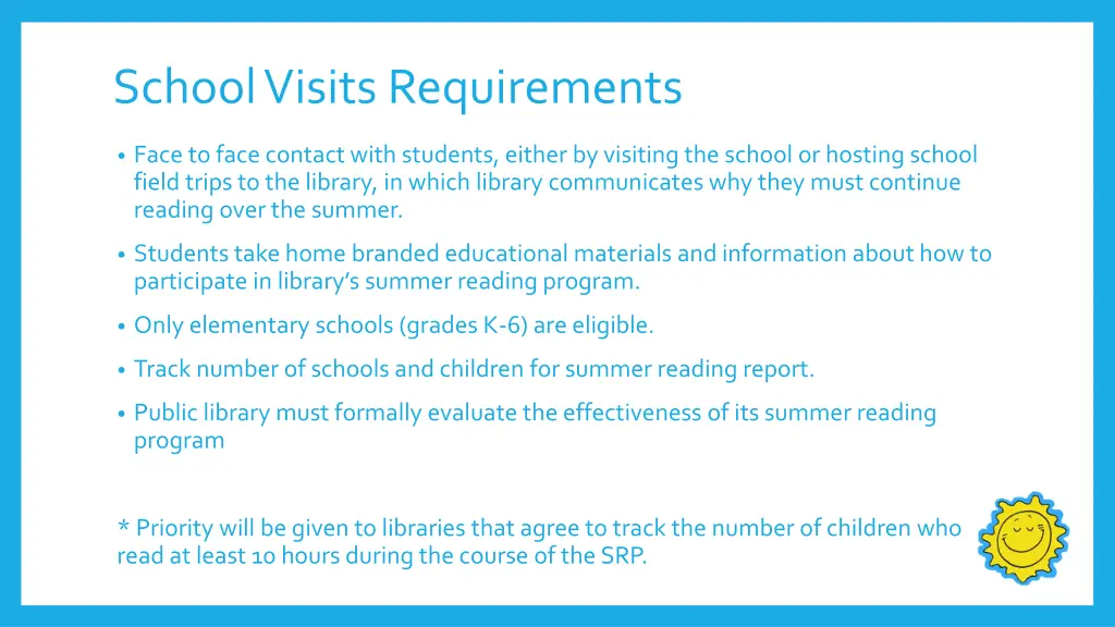 school visits requirements