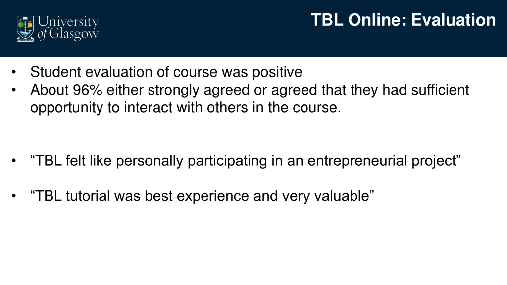 tbl online evaluation