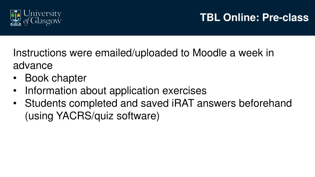 tbl online pre class