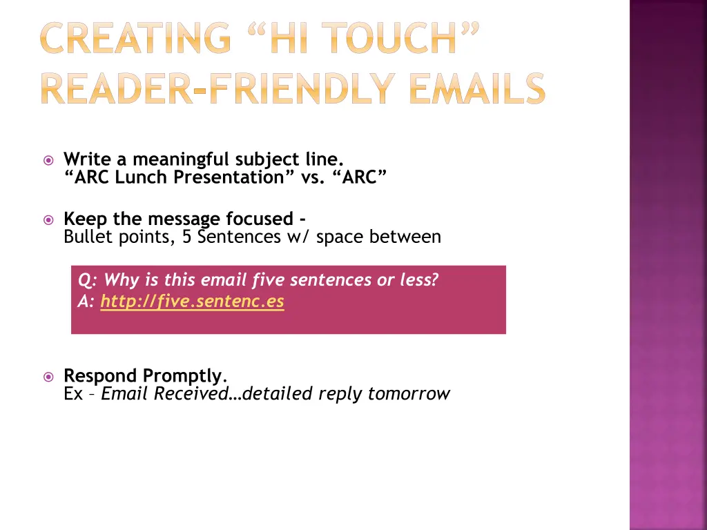 creating hi touch reader friendly emails