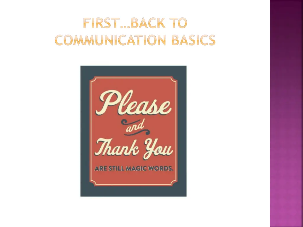 first back to communication basics