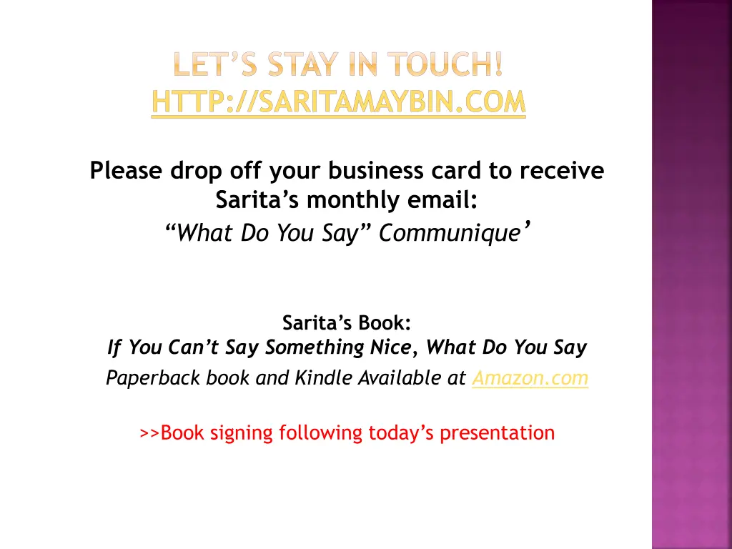 let s stay in touch http saritamaybin com