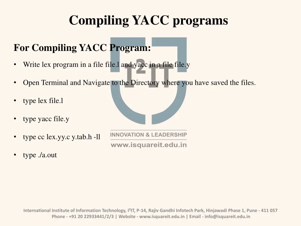 compiling yacc programs