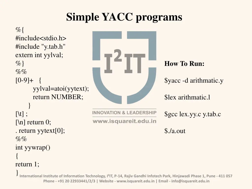 simple yacc programs