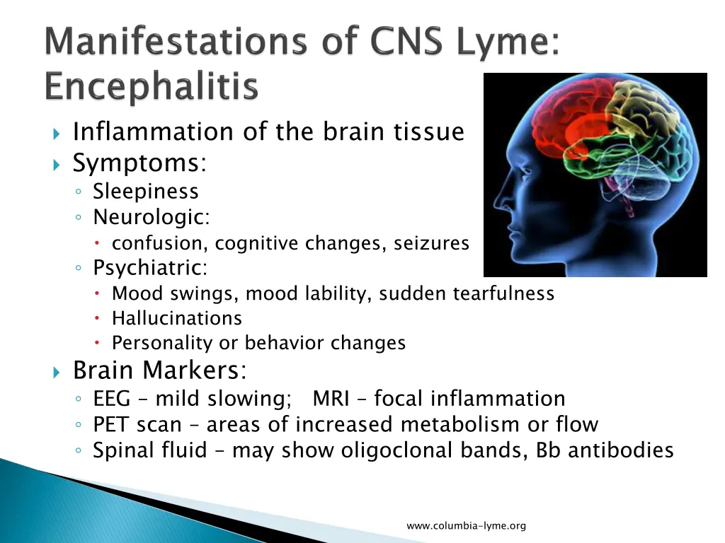 inflammation of the brain tissue symptoms