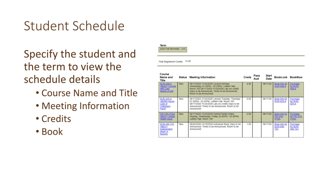 student schedule