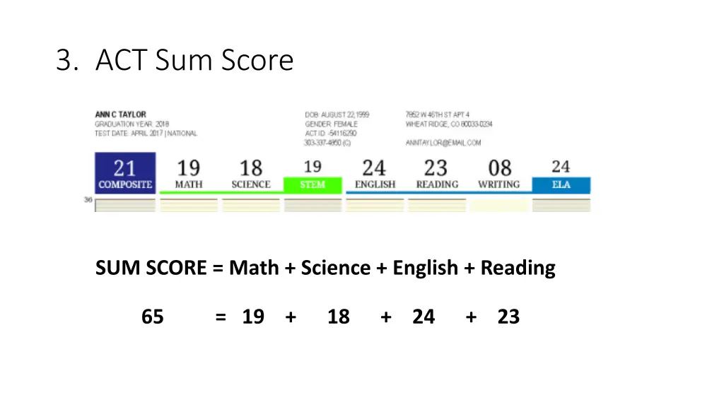 3 act sum score