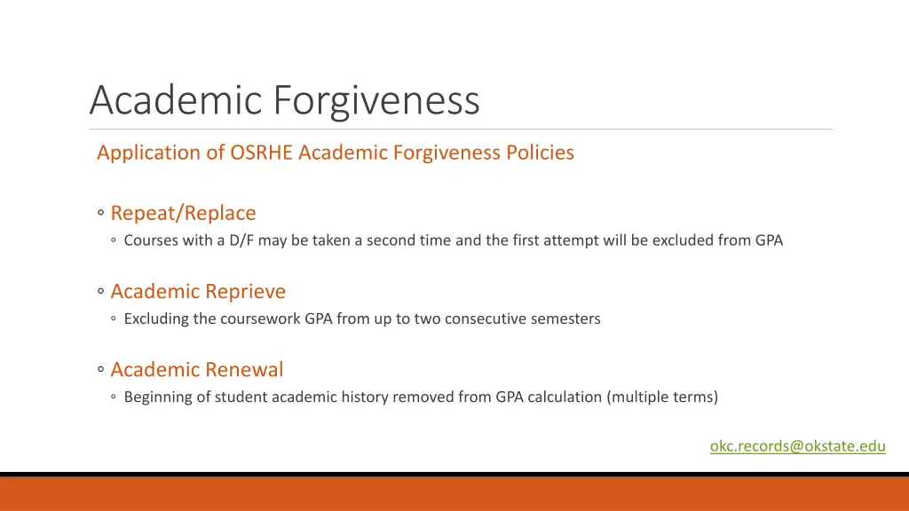 academic forgiveness