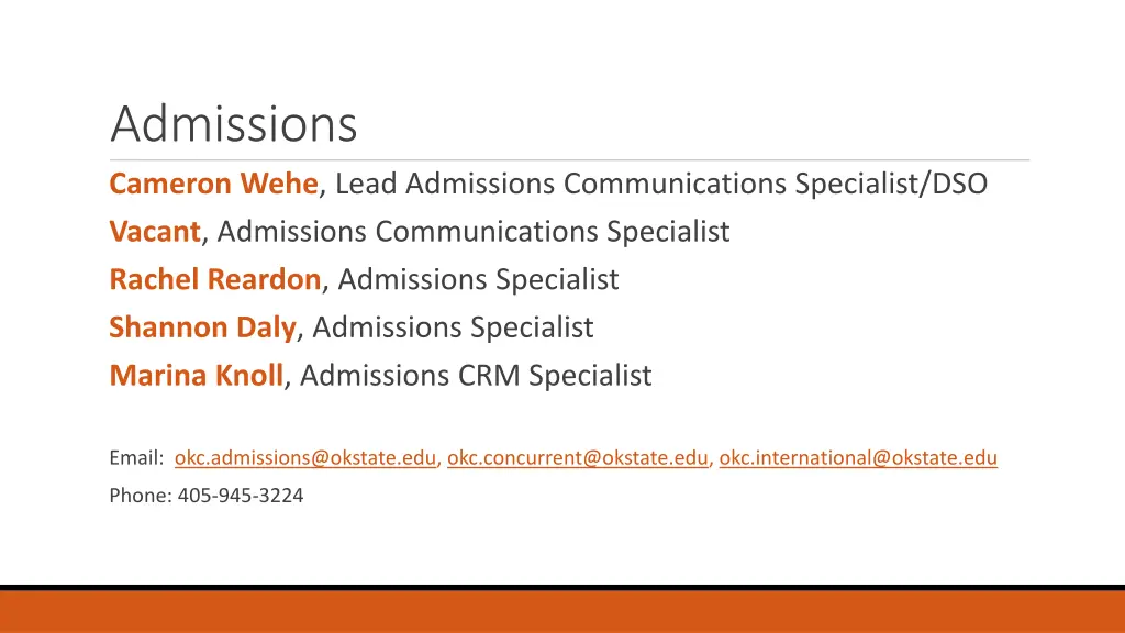 admissions cameron wehe lead admissions