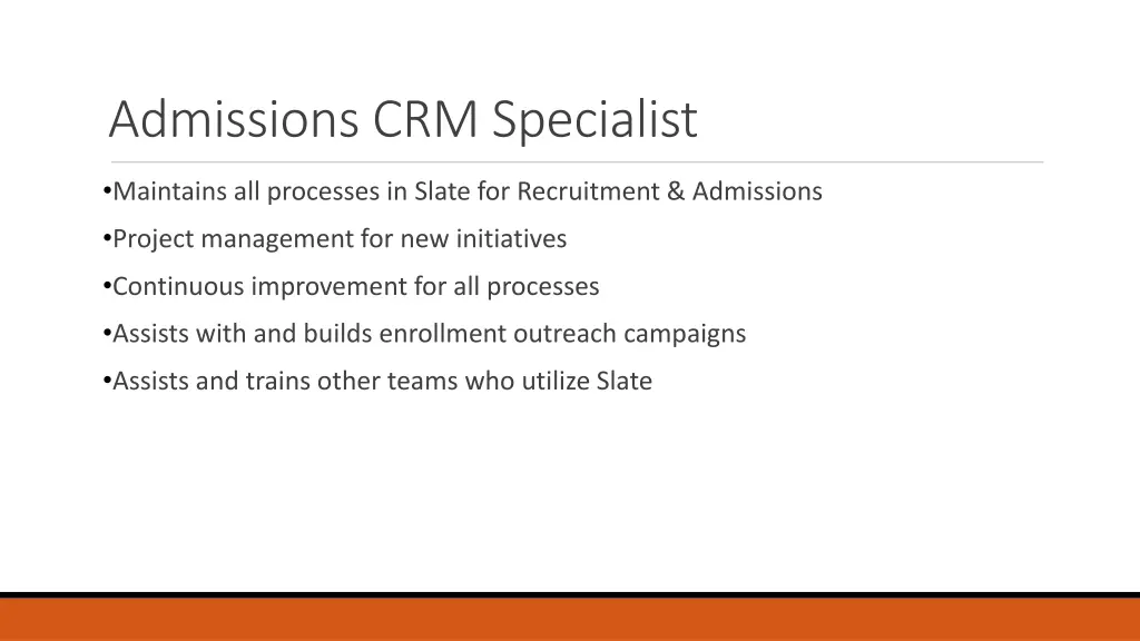 admissions crm specialist