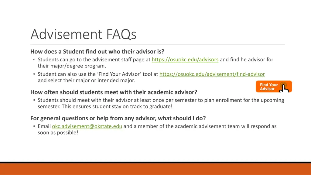 advisement faqs