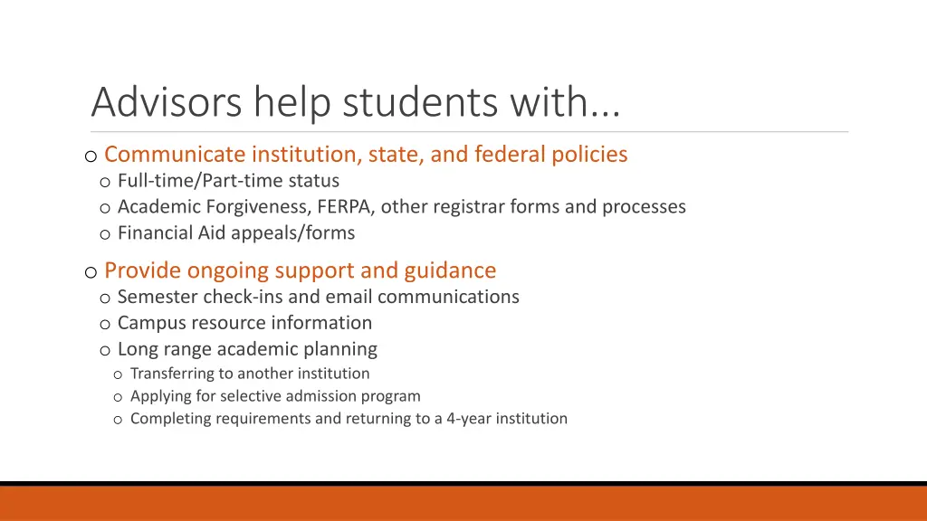 advisors help students with