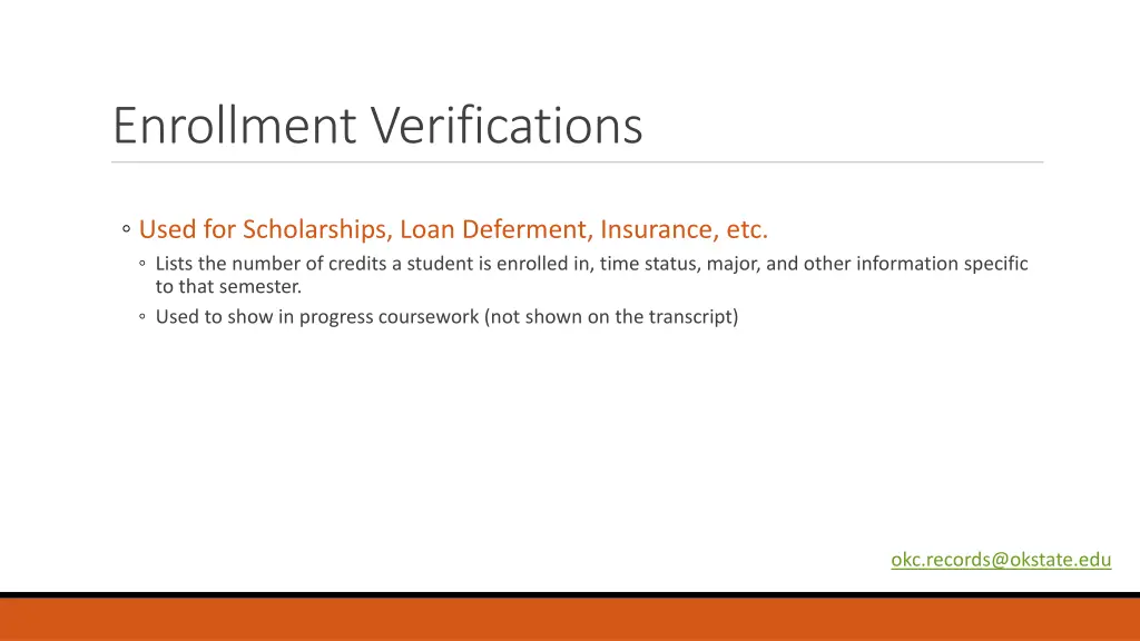 enrollment verifications