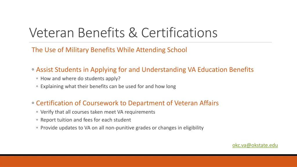 veteran benefits certifications