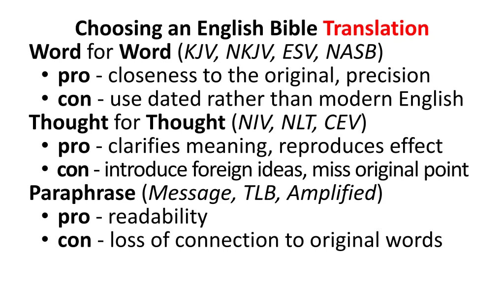 choosing an english bible translation word