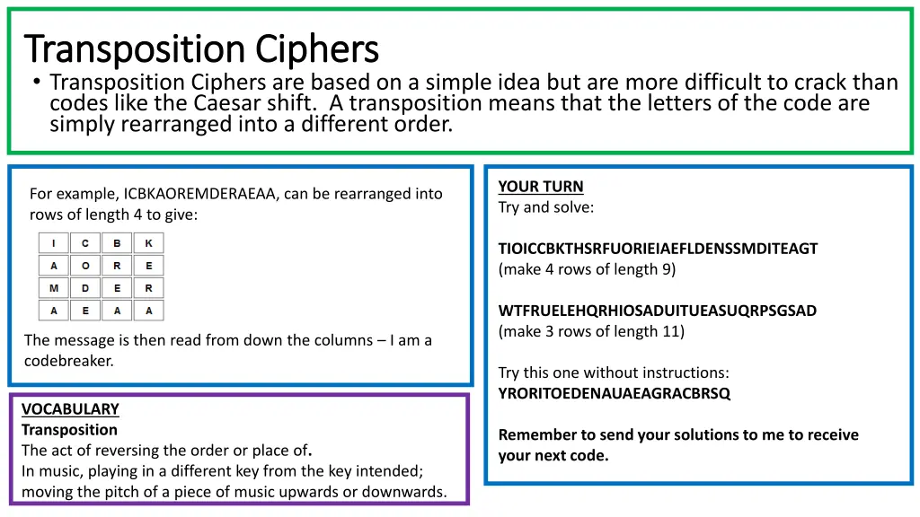 transposition ciphers transposition ciphers