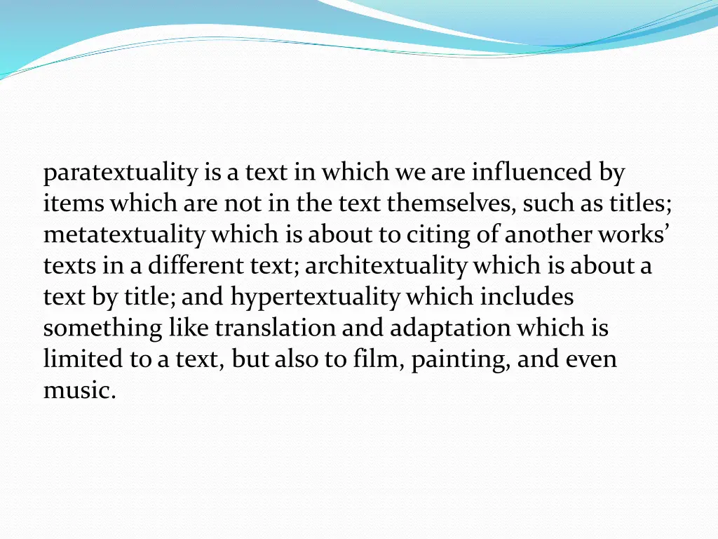 paratextuality is a text in which