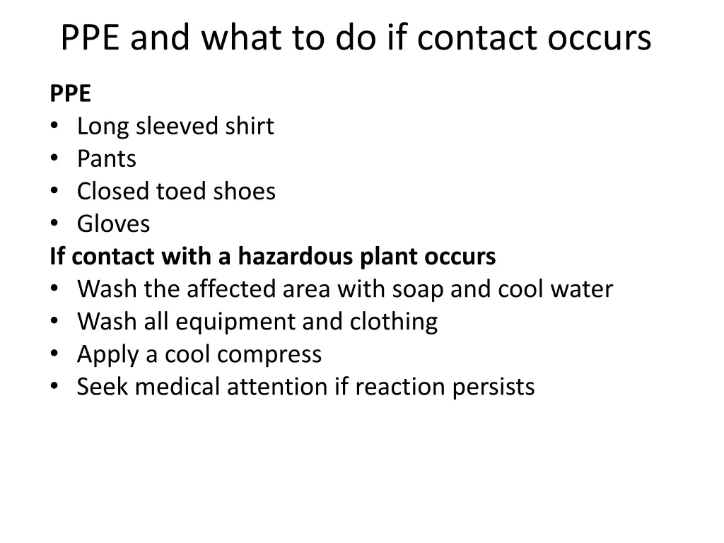 ppe and what to do if contact occurs