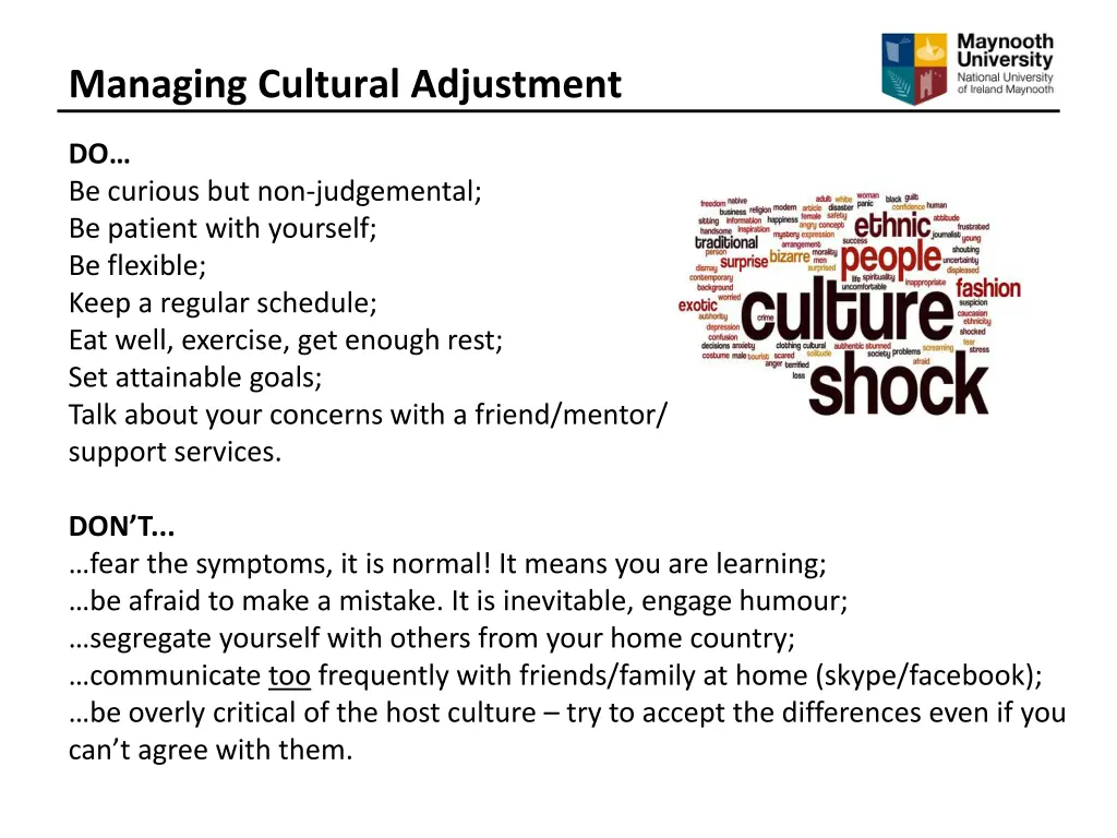 managing cultural adjustment