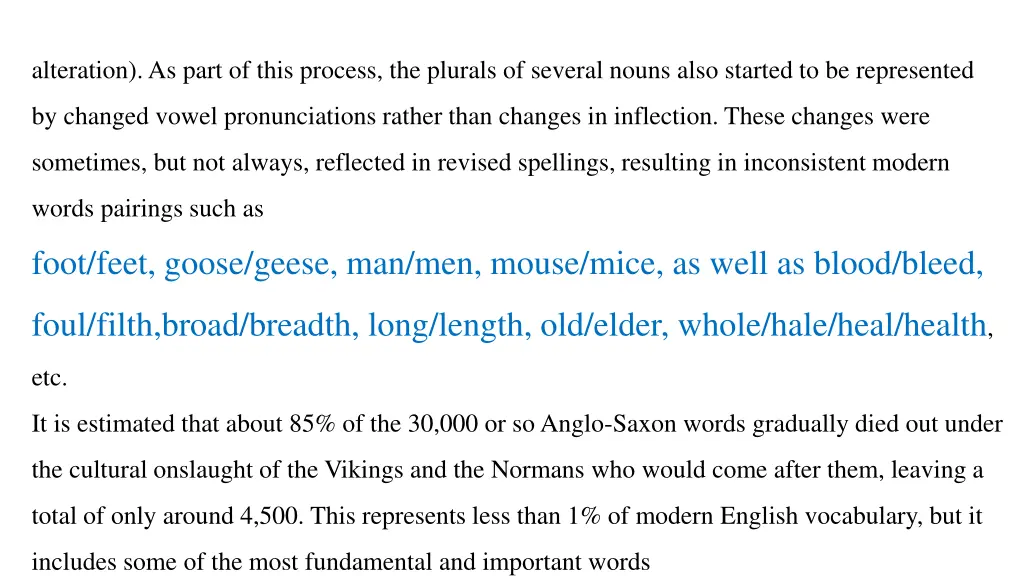 alteration as part of this process the plurals