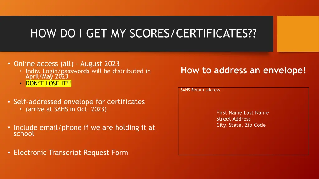 how do i get my scores certificates