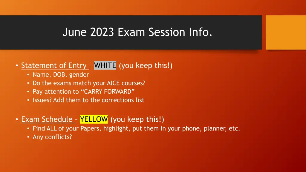 june 2023 exam session info