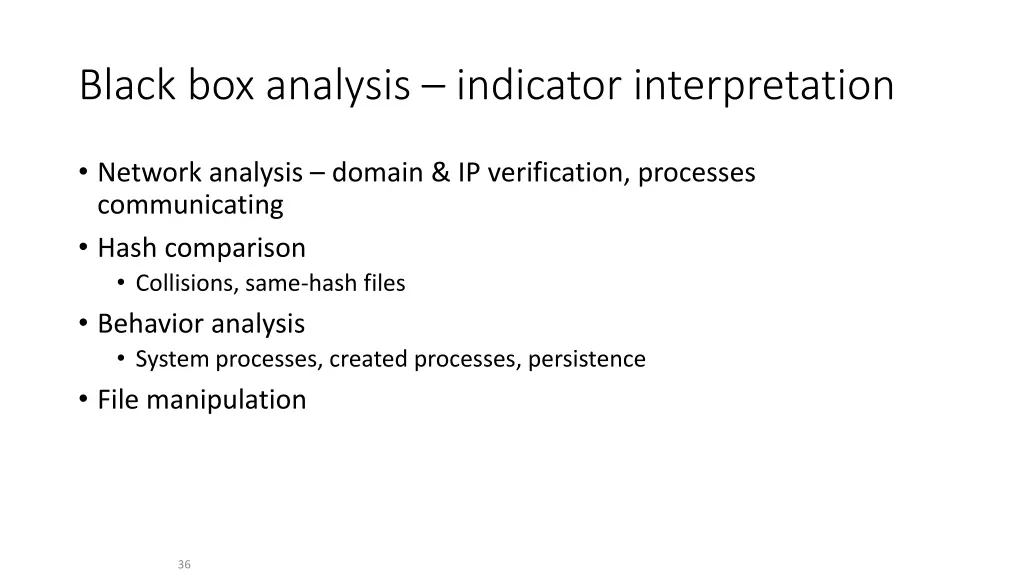 black box analysis indicator interpretation